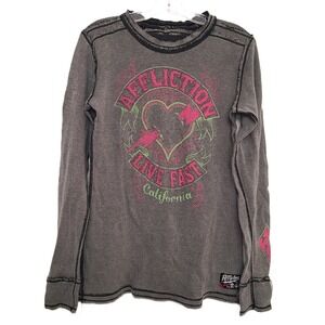 Vintage‎ Y2K Affliction Reversible MEDIUM  Long Sleeve Shirt 2000s Grunge Punk M
